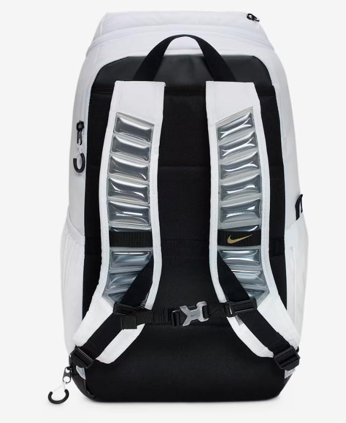 Nike Varsity Elite Backpack (32L), White/Black/Metallic Gold, One Size