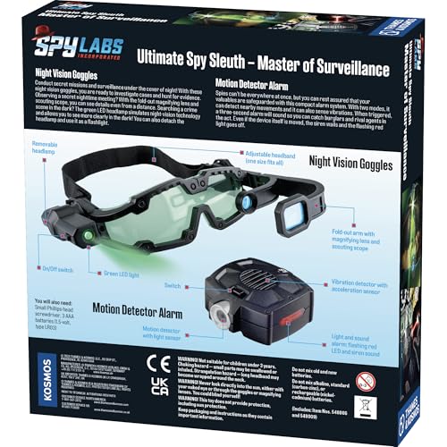 Thames & Kosmos Spy Labs Ultimate Spy Sleuth 2-in-1 Pack – Night Vision Goggles & Motion Detector Alarm Toys for Kids Ages 8+