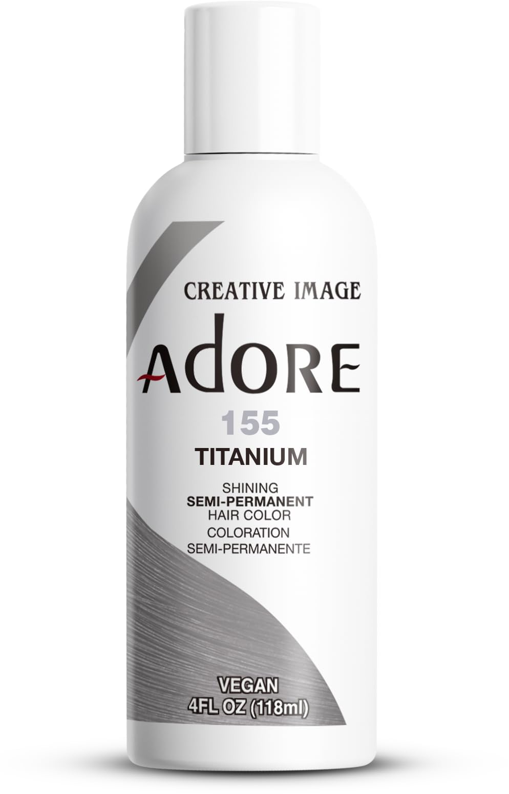 Adore Semi Permanent Hair Color (155 Titanium) | Vegan & Cruelty-Free Grey Hair Dye | No Ammonia, No Peroxide, No Alcohol | 4 Fl Oz