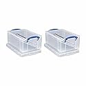 Really Useful Storage Box 9 Litre Pack of 2 - Color: Clear