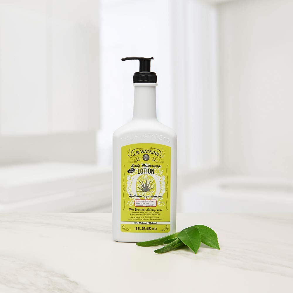 J.R. Watkins Daily Moisturizing Lotion - Body Cream in Pump Dispenser - Hydrating Skin Cream Made with Shea Butter, Cocoa Butter, Coconut Oil