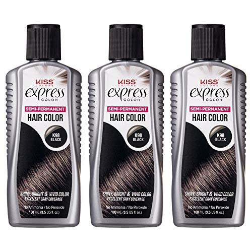 Kiss Express Color #K98 Semi-Permanent Black 3.5 Ounce (103ml) (Pack of 3)