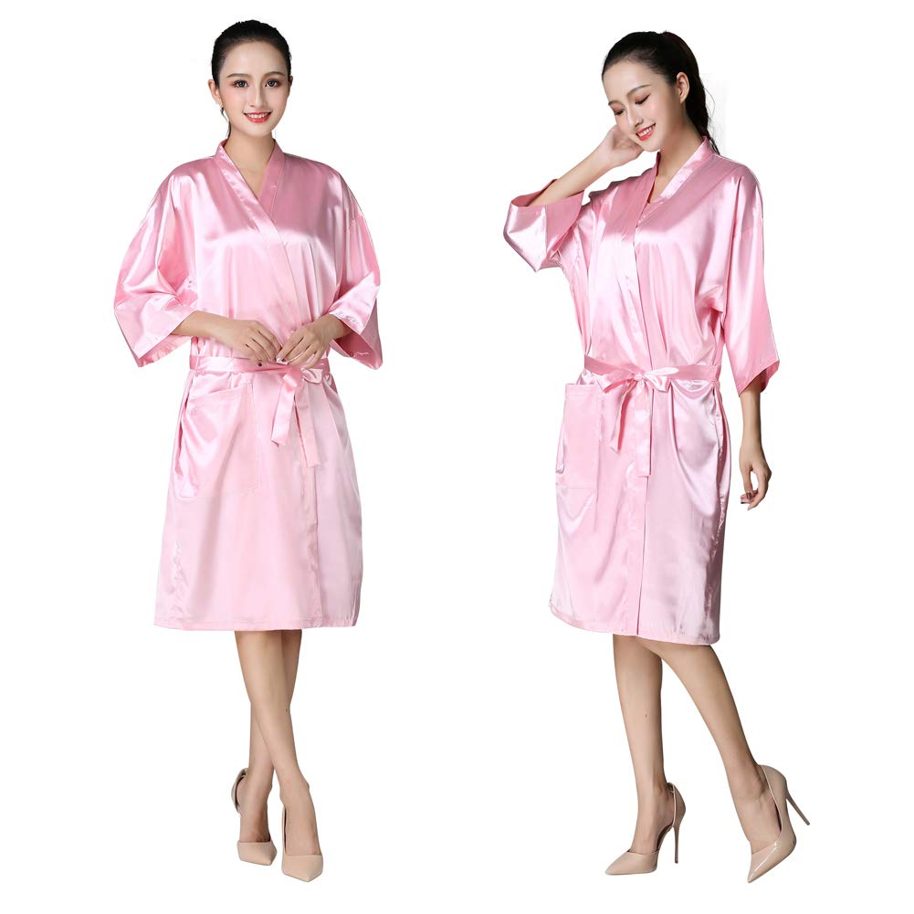 KAHOT Salon Client Gown Robe Cape Imitation Silk Hair Color Barber Smock Kimono Style Hairdressing Dress Beauty SPA Hotel Bathrobe Guest Clothes