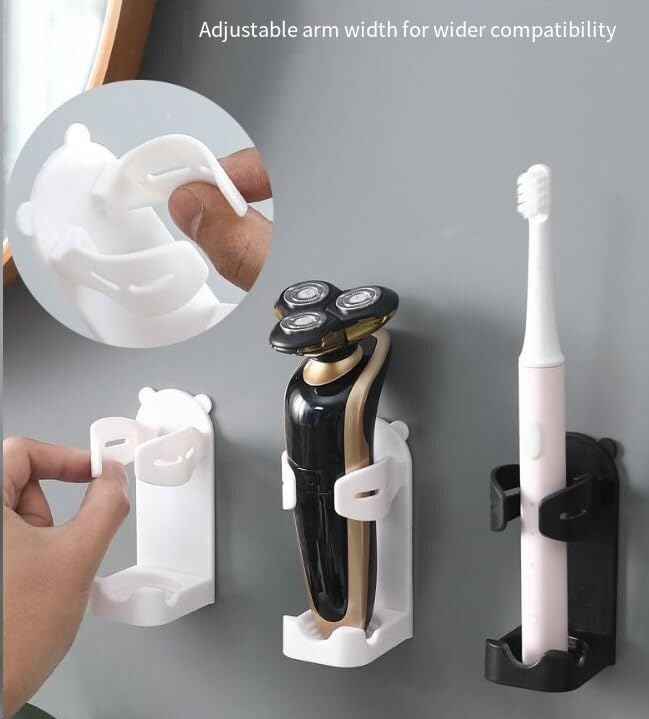 ZWJFDGQM Wall Mount Electric Shaver Holder, Adjustable Bathroom Organizer with Drainage Hole (Black)(White) Beauty and Personal Care ZWJFDGQM
