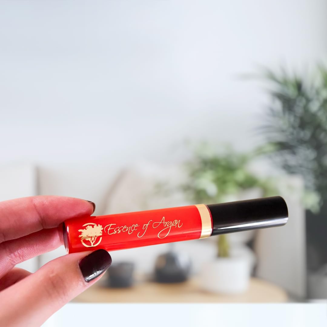 Essence Of Argan Clear Red Lip Gloss with Moroccan Argan Oil to Moisturize and Plump your Lips - Revitalized Lip Care to Eliminate Dryness - Clear
