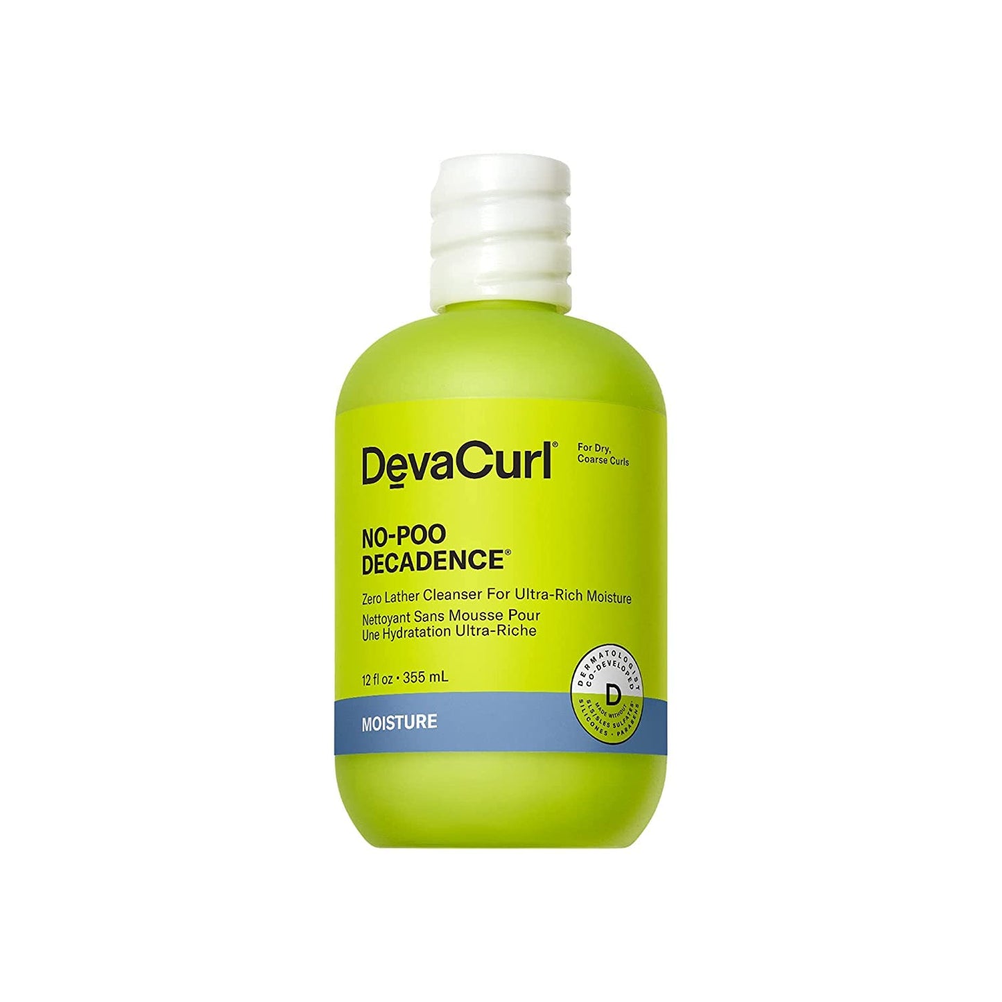 DevaCurl No-Poo Decadence Non-Lathering Cleanser for Ultra-Rich Moisture, Green Oasis, 12 fl. oz