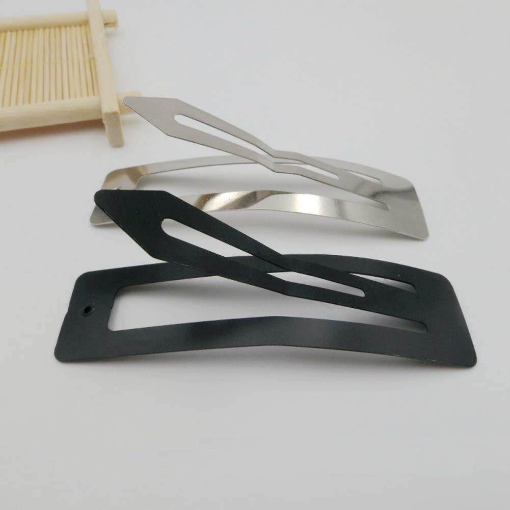 30Pcs No Slip Metal Snap Hair Clips Grips Hair Barrettes Rectangle BB Clips for Women Hair Accessories, 60mm (Silver, Black and Rose Gold)