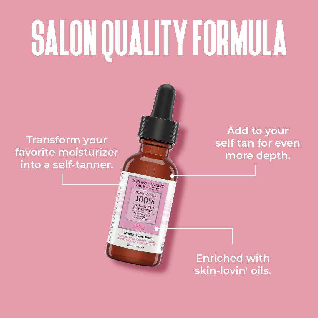 Divine Derriere Self Tanning Drops for Face - Self Tanner for A Maui Babe Body Glowing Tan - Body & Face Self Tanner Drops for a Natural Looking Self
