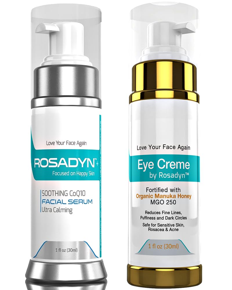 Rosadyn Rosacea Treatment Serum for face redness and hydrating Eye Crème w/Manuka Honey | Set of 2 sensitive skin facial care products Beauty & Personal Care Rosadyn+