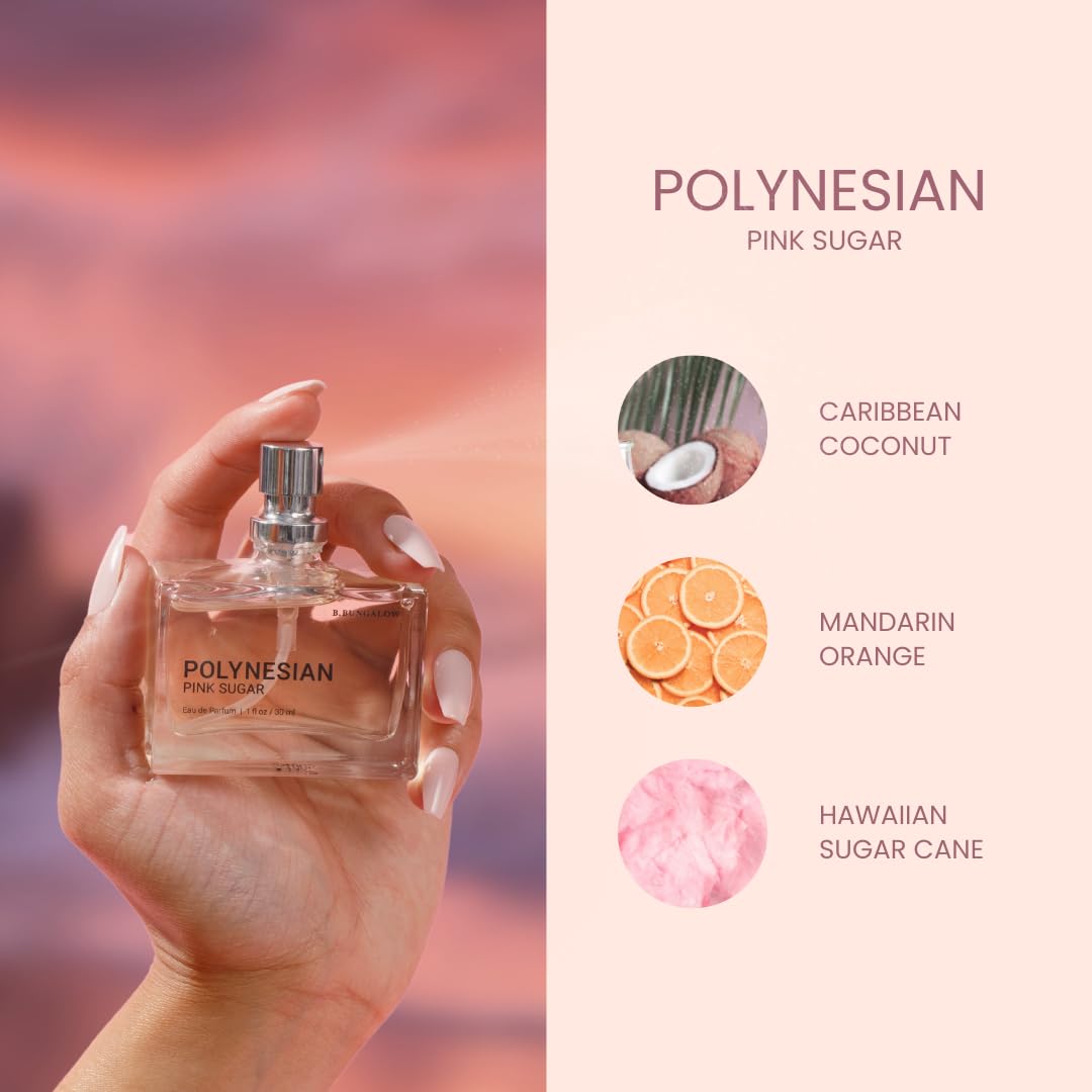 The Beachwaver Co. B. Bungalow Polynesian Pink Sugar Fragrance - Full Size (1 Fl Oz) | Notes of Caribbean Coconut, Fresh Mandarin Orange & Hawaiian Sugar Cane