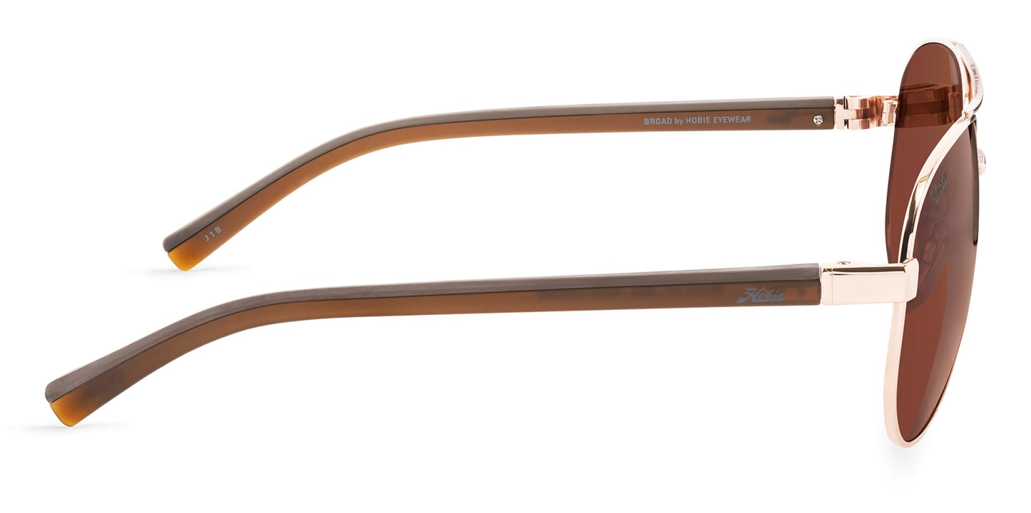 Hobie Broad Polarized Sunglasses for Men and Women - UV Protection, Stainless Steel Frame, Rx Ready, Sunglasses Womens & Mens, 59 mm - Shiny Gold