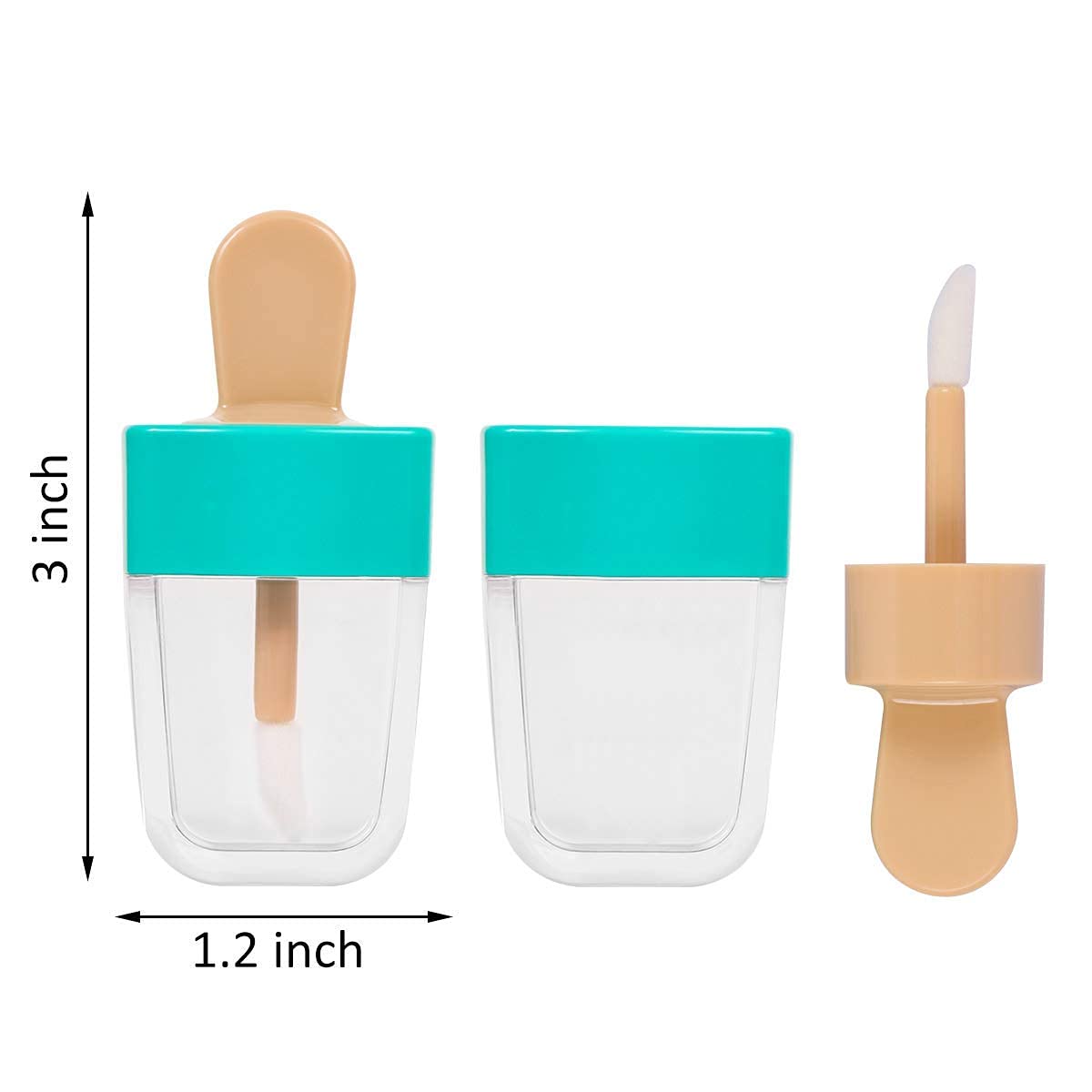 JOLLYSTYLE 15PCS Lip Gloss Tubes - Pink Green Blue Ice Cream Shape Lip Gloss Containers Empty - Refillable Clear Lipgloss/Lip Balm Containers