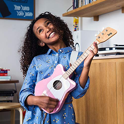 Loog Mini Acoustic kids Guitar for Beginners 3-strings Ages 3+ Learning app and lessons included Red