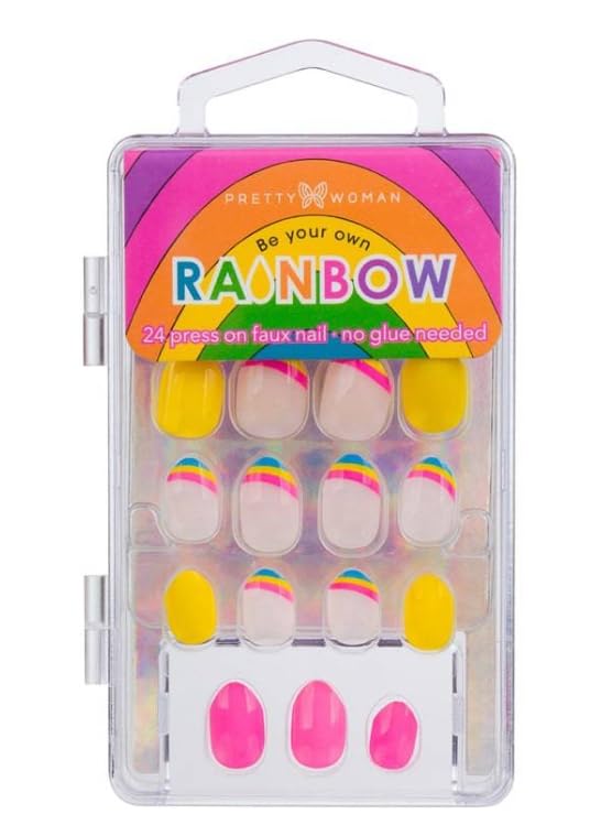 Pretty Woman Rainbow Press-On Nails Set, 24 Pieces, No Glue Required, Multicolor Design Beauty & Personal Care Pretty Woman