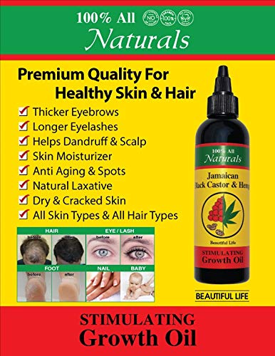 Beautiful Life Black Castor & Hemp Jamaican Black Castor Oil Infused with Hemp Seed Oil 4oz (2ea)