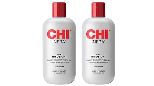 CHI Infra Silk Infusion, Leave-In Reconstructing Treatment To Strengthen & Protect All Hair Types, Alcohol-Free, 12 Oz, Pack of 2