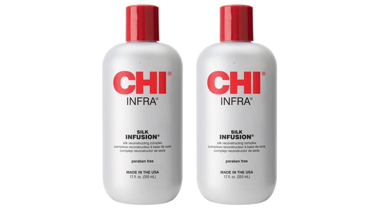 CHI Infra Silk Infusion, Leave-In Reconstructing Treatment To Strengthen & Protect All Hair Types, Alcohol-Free, 12 Oz, Pack of 2