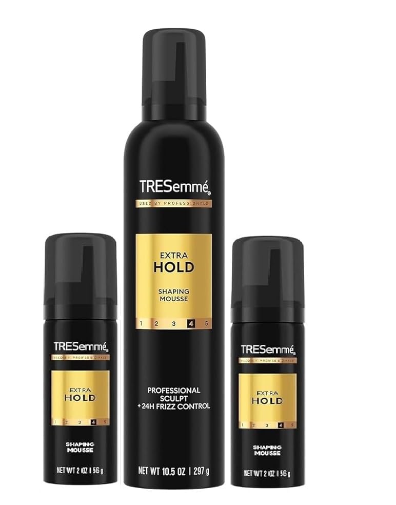TRESemmé Extra Hold Volumizing Mousse Set - 24H Touchable Hold Hair Mousse for Volume & Sculpting - Includes Two Travel Size 2 oz Bottles + One Full
