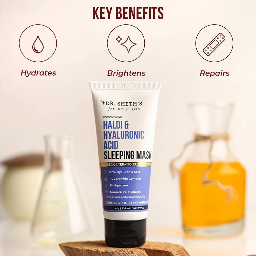 Dr. Sheth's Turmeric & Hyaluronic Acid Sleeping Gel Face Mask | Hydrates & Plumps skin | Soothes & Repairs Tired Skin | Anti Dullness Sleep Mask |