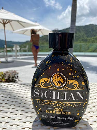 The Sicilian 200X Dark Black Bronzer Tanning Lotion - BEST for Glowing Skin - Gradual Bronzing & Sunless Self Tanner Lotion - Luxurious Sunless Body