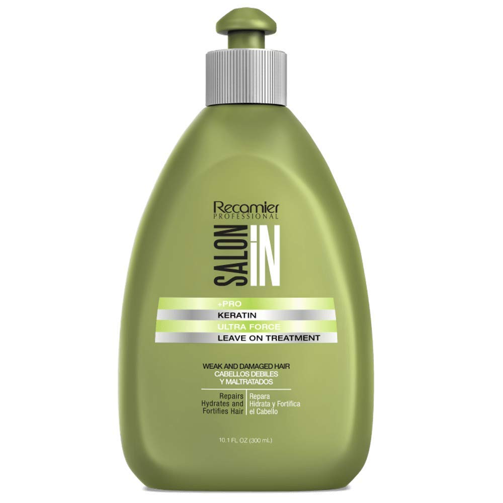 Salon In by Recamier | Keratin Ultra Force Set - Keratin Shampoo, Hair Conditioner & Leave-On Treatment (10.1 fl oz / 300 ml each) | Shampoo