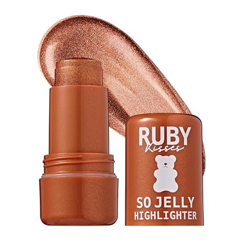 Ruby Kisses So Jelly Highlighter Stick, Cooling Bouncy Gel Highlighter, Buildable Long-Lasting Shimmer, Transfer & Crease Resistant Hydrating Formula