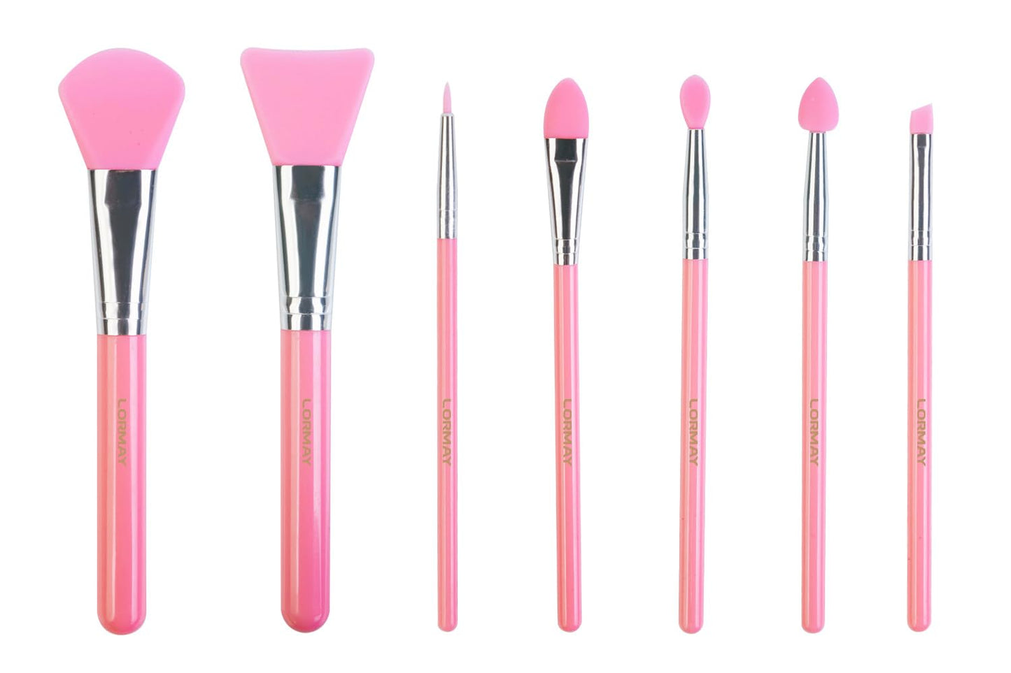 LORMAY 7 Pcs Silicone Brush Applicator Kit for UV Resin Epoxy Art Crafting and Cream Makeup Products (Pink)