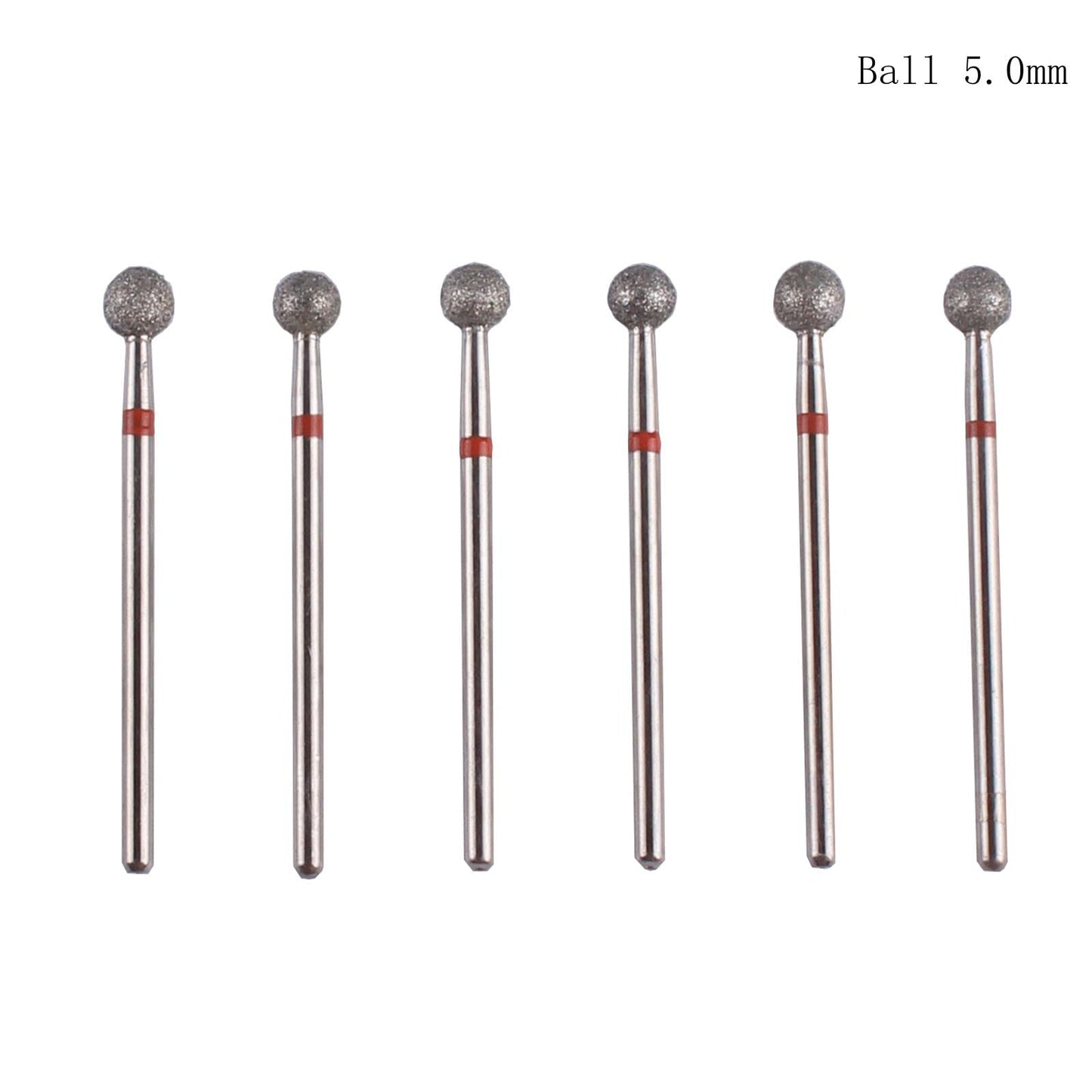 MZCMSL 6pcs Pro Diamond Ball Bits,Cuticle Drill Bit Set for Russian Manicure,3/32 Shank efile Bit (?5.0mm)