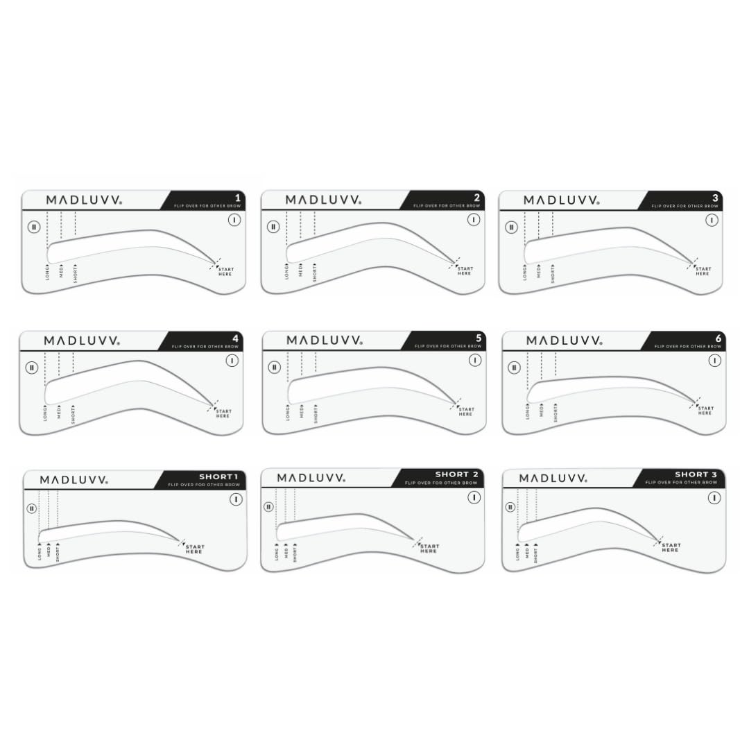 MADLUVV Brow Stamp Kit with Brow Stencils - Easy Eyebrow Shaper for Natural-Looking Brows - Popular Eyebrow Stencil Kit Used by Professionals - 9