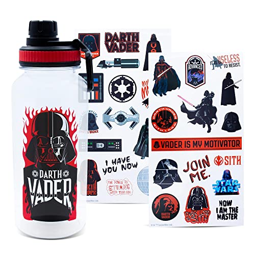 Star Wars Darth Vader Twist Spout Plastic Water Bottle Jug and Sticker Set For Personalizing | Holds 32 Ounces