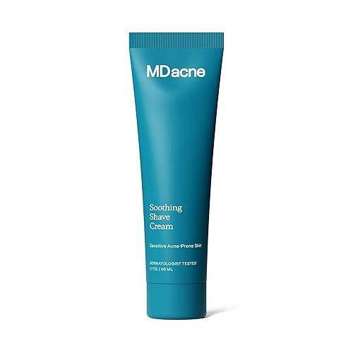 MDacne Shaving Cream for Acne-Prone Skin - Soothing, Oil-Free, Eliminates Razor Burn, Cuts & Infections - Reduce Skin Irritation & Prevent Shave…