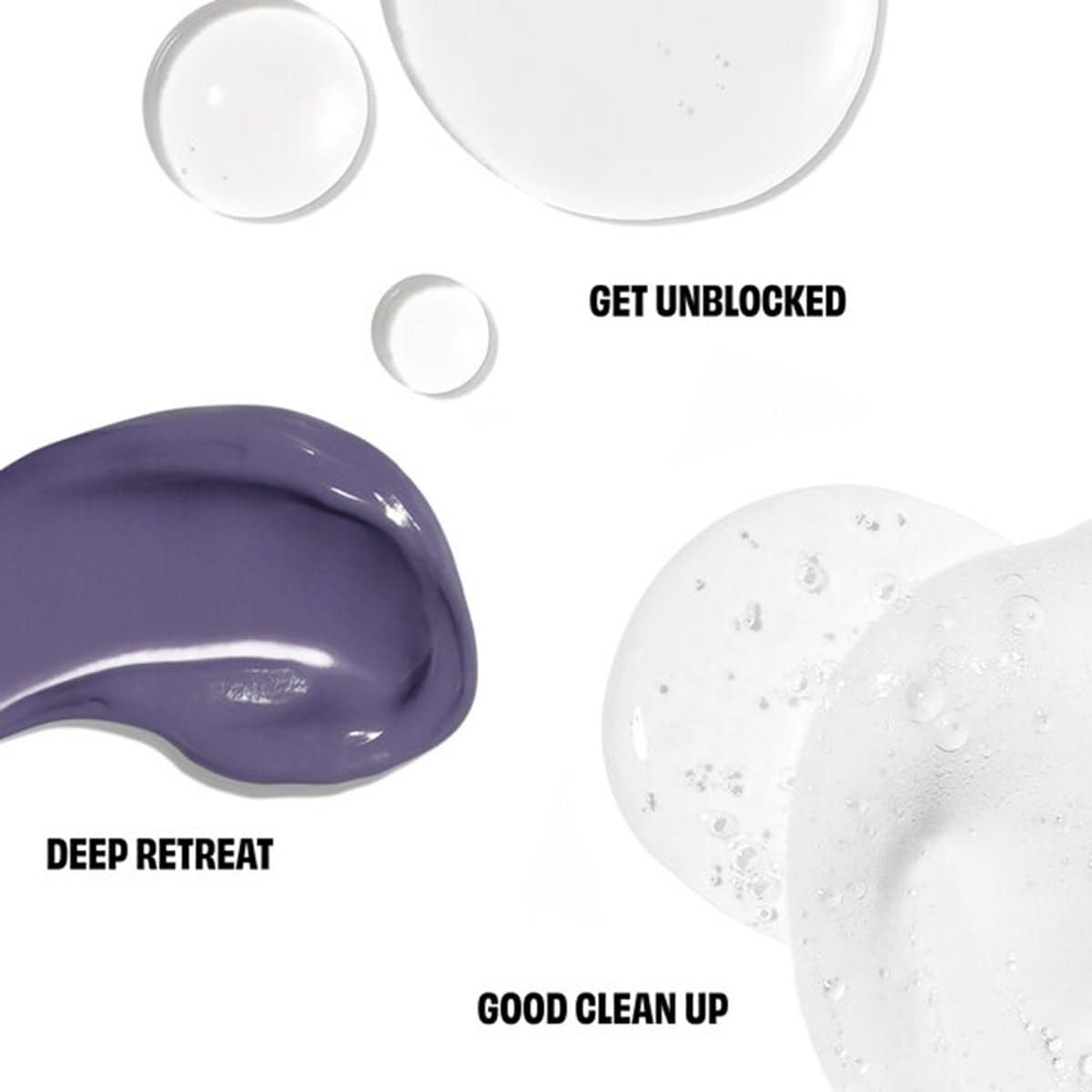 The Clear Necessities Cleansing oil, foaming cleanser, and clay mask value set.