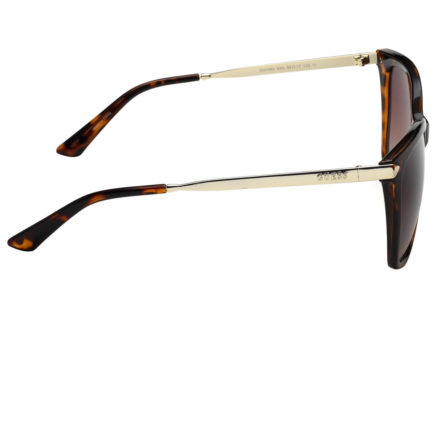GUESS Women's Gu7483 Cat Eye Sunglasses, Dark Havana & Brown Mirror, 56 mm + 0