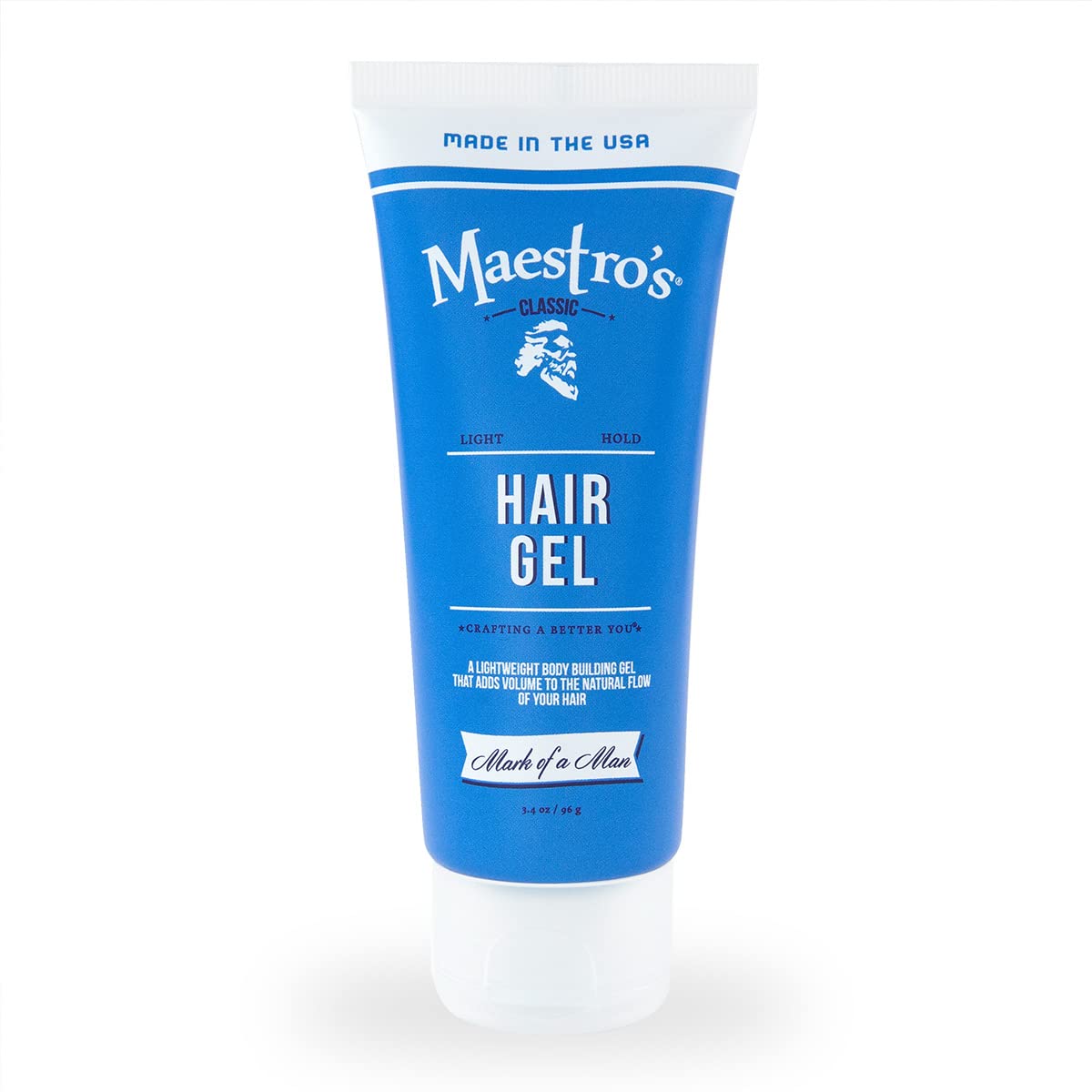 Maestro's Classic Hair Gel - Mark of a Man Blend | Medium Hold Men's Styling Gel | Flake-Free, Lightweight Formula for All Hair Types | Classic