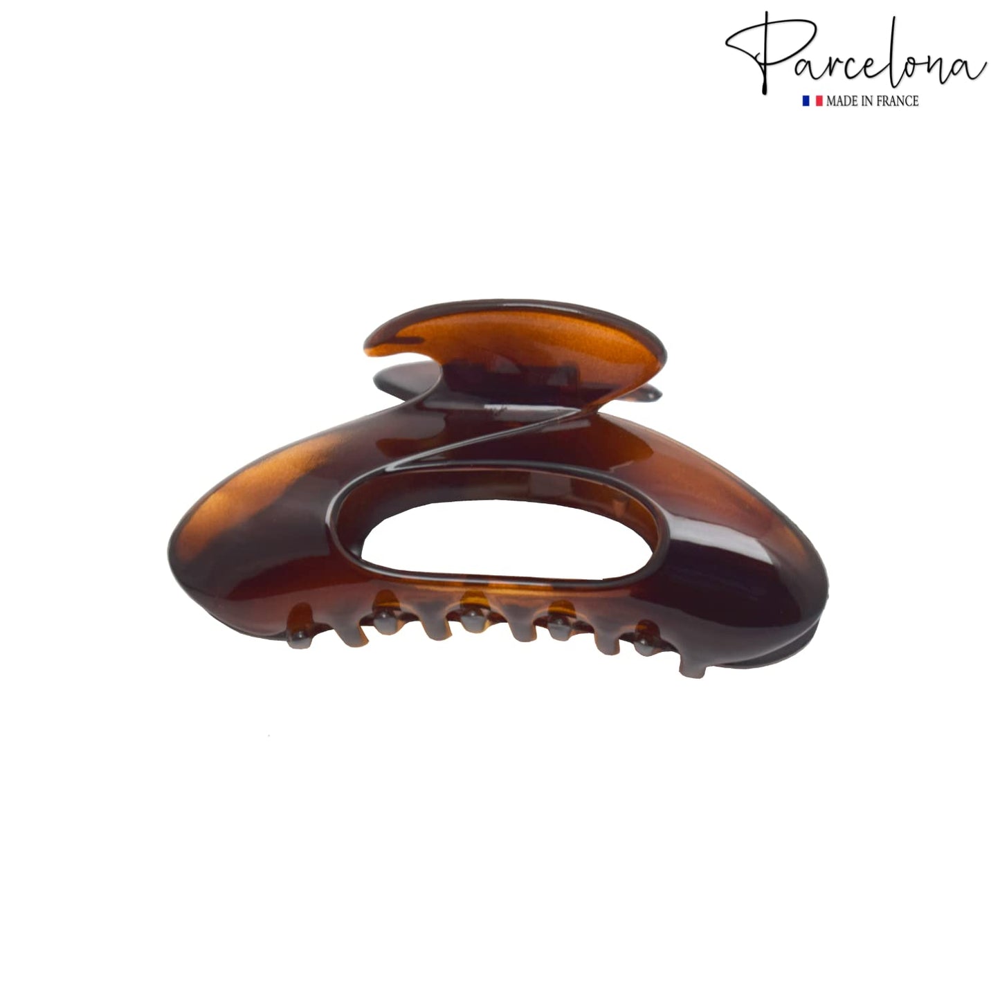 Parcelona French Ovale Medium 3.5 Inch Tortoise Shell Brown Celluloid Covered Spring Hair Claw Clip Clamp for Women