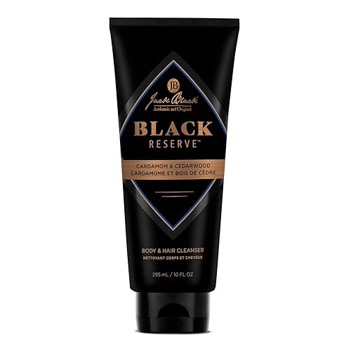 Jack Black - Black Reserve Body & Hair Cleanser, 10 Fl Oz - Cardamom & Cedarwood - Men’s Body Wash, Shampoo Haircare, Dual-Purpose Men’s Cleanser