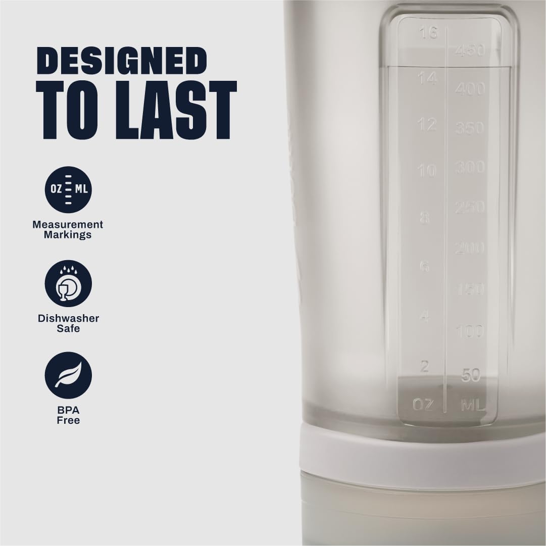 BlenderBottle Shaker Bottle with Pill Organizer and Storage for Protein Powder, Classic V2 ProStak System, 22-Ounce, Smoke Grey