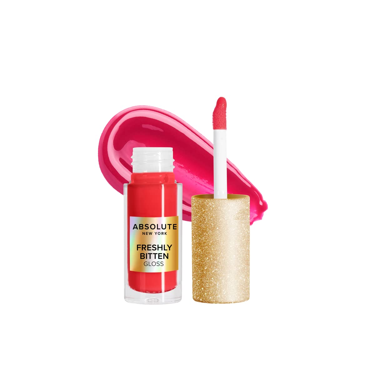 Absolute New York Freshly Bitten Gloss, Non Sticky, Weightless Lip Gloss with Jojoba Oil (Bare Touch Vivid Red, .8 Oz)