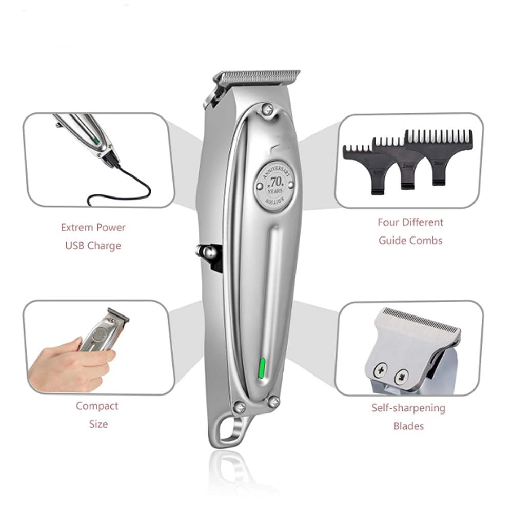 GLESVOWIO Mens Hair Clippers Professional Beard/Hair Trimmer Hair Clippers for Men Stylists and Barbers Cordless Rechargeable(Silver) Beauty and Personal Care GLESVOWIO