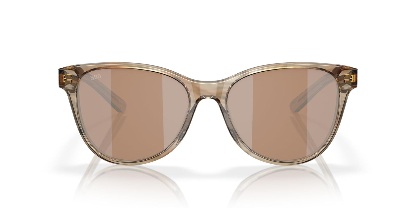 Costa Woman Sunglasses Shallows Frame, Copper Silver Mirror Lenses, 57MM