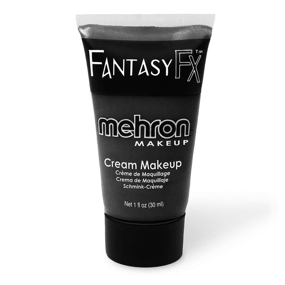 Mehron Makeup Fantasy FX Cream Makeup | Water Based | Halloween | Black Face & Body Paint For Adults 1 fl oz (30ml) (Black) | Made in the USA