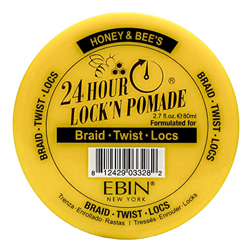EBIN NEW YORK 24 HOUR LOCK'N POMADE Braid Formula Honey & Bee’s 2.7oz | Ideal for Braiding, Twisting, Edges | Extreme Firm Hold, High Shine | No