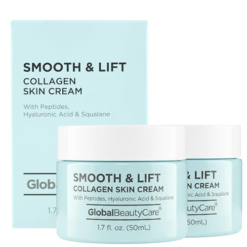Global Beauty Care Smooth & Lift Collagen Skin Cream - Hydrating Face Moisturizer to Support Skin Elasticity with Peptides, Hyaluronic Acid, Squalane