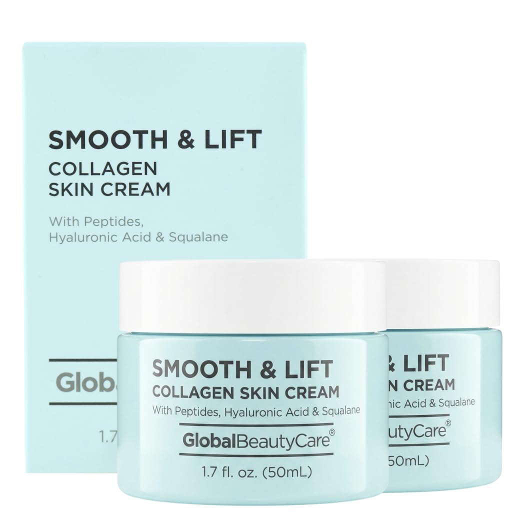 Global Beauty Care Smooth & Lift Collagen Skin Cream - Hydrating Face Moisturizer to Support Skin Elasticity with Peptides, Hyaluronic Acid, Squalane