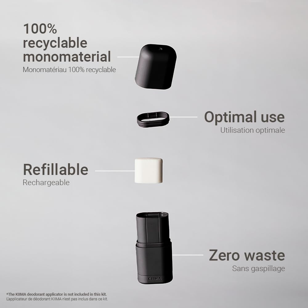 KIIMA Refillable Deodorant Inodore Refill Kit, Premium Unscented Natural Deodorant formulated without Aluminum or Parabens, For Men and Women Beauty and Personal Care KIIMA