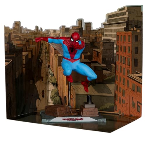 Marvel Spider-Man 1:10th Scale Posed Figure with Scene (The Amazing Spider-Man 38) Gold Label McFarlane Toys