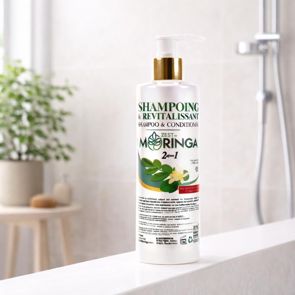 Zest of Moringa 2-in-1 Moringa Shampoo and Conditioner | Organic Shampoo Conditioner Made with Moringa Oleifera Flowers Extract Oil | Moringa Shampoo