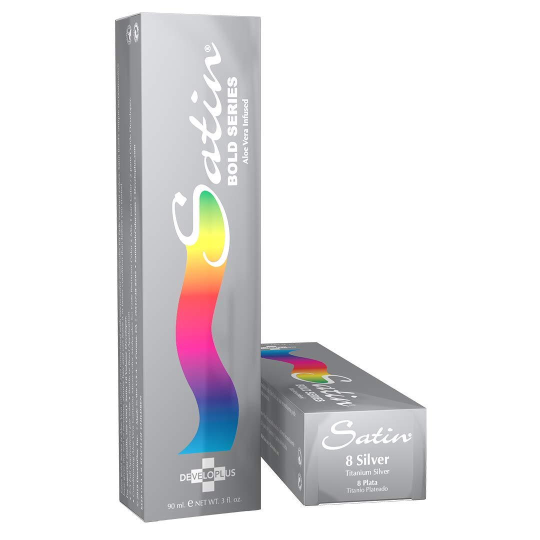Satin Bold Series, Titanium Silver Permanent Hair Dye, 3 oz., Made with Aloe Vera and Lavender Extracts, PPD Free Formula for Superior Color Payoff