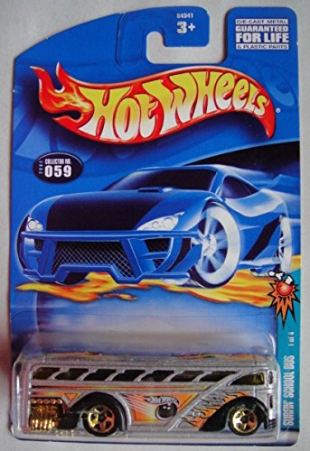 Hot Wheels Silver/Orange Surfin' School Bus #059 Series 1 of 4 Gold 5 Spoke Wheel