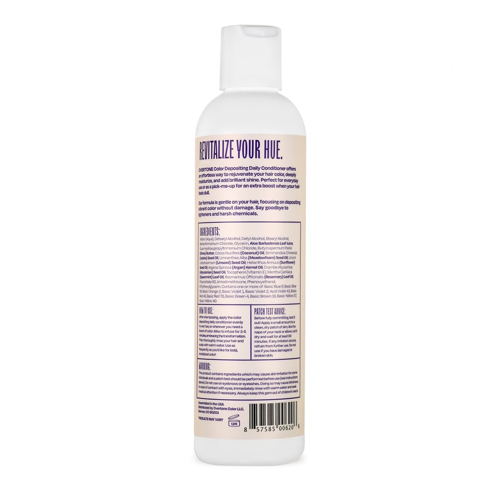 Overtone Daily Color Depositing Conditioner: 8oz Temporary Coloring Conditioner with Shea Butter & Coconut Oil, Refresh Color & Prevent Fading, Vegan